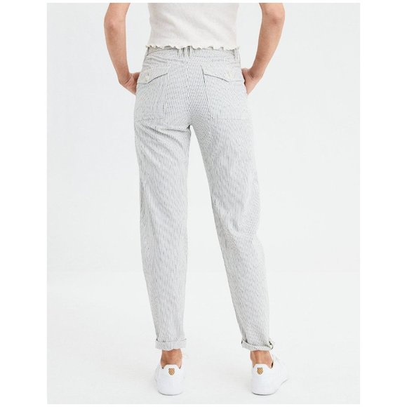 AMERICAN EAGLE New AE High Waisted Striped Tapered Crop Pants 8 sz Women's M - Picture 2 of 9